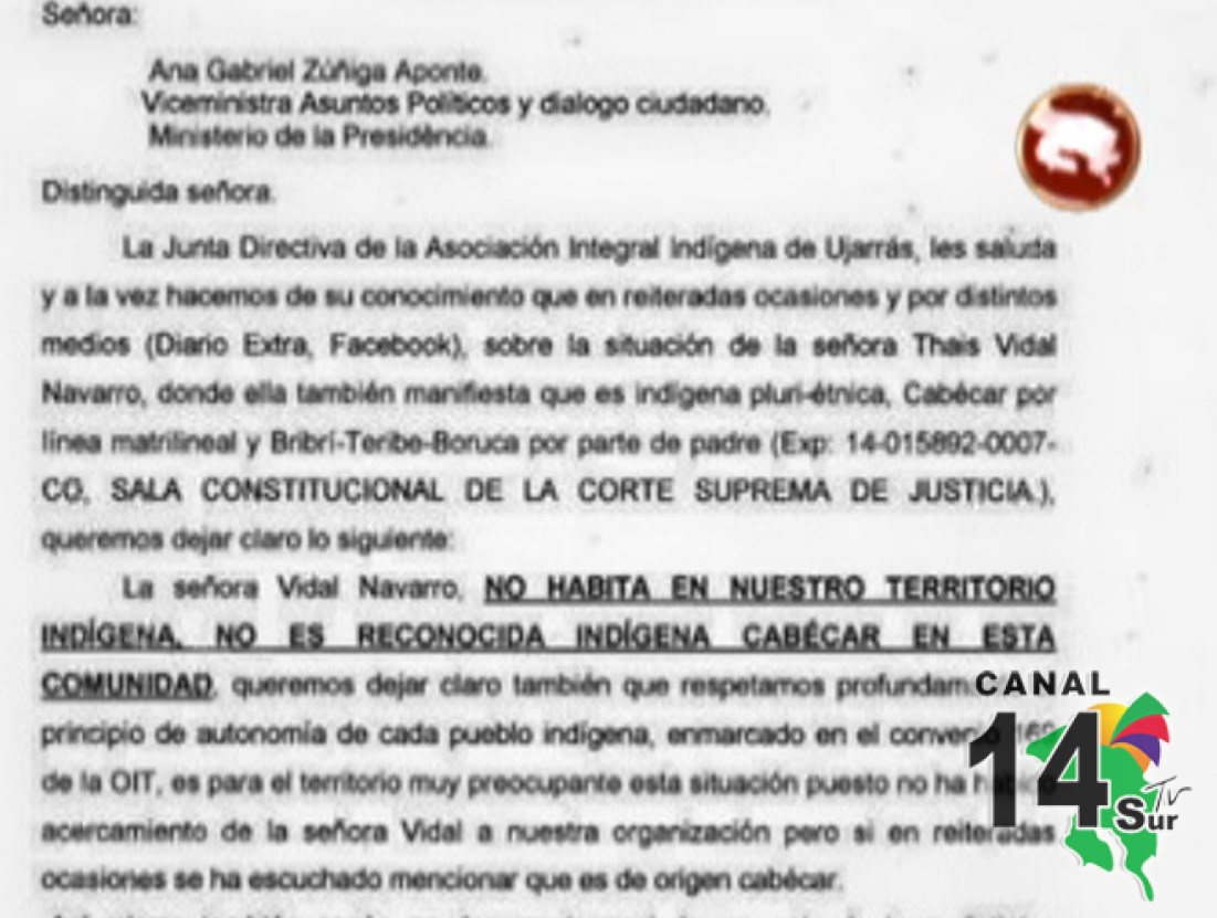 A.D.I de Ujarrás asegura que Thais Vidal no es indígena Cabécar