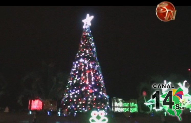 Niños y grandes disfrutaron con la iluminación del árbol navideño en Pérez Zeledón