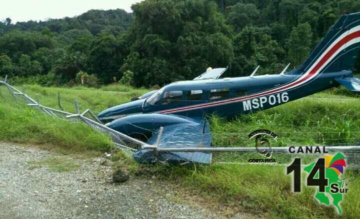 Avioneta de Seguridad Pública derrapó en Golfito