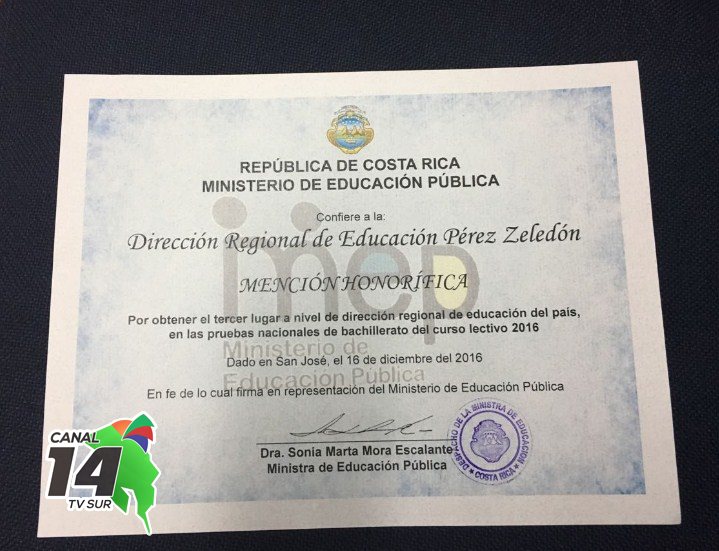 Pérez Zeledón logra tercer lugar en pruebas de Bachillerato