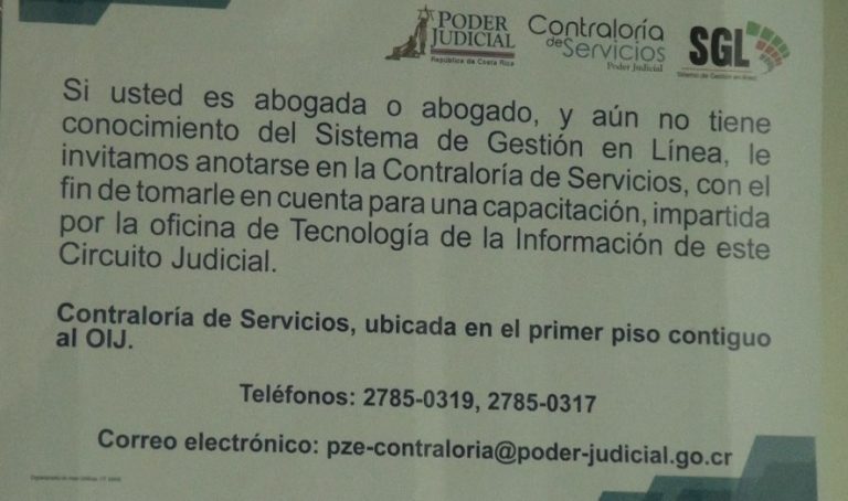 En los Tribunales de Pérez Zeledón realizan capacitaciones de servicios en Línea