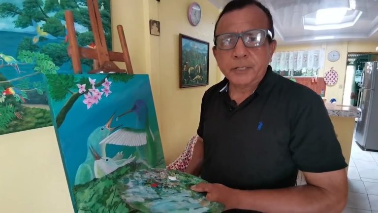 Exoficial de la fuerza pública se inspira en las bellezas de la zona sur para hacer sus pinturas 