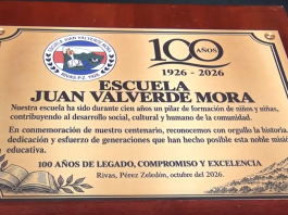 Celebraron los 100 años de la Escuela Juan Valverde Mora de Rivas
